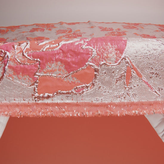 Neon Pink, Neon Orange and Metallic Silver Roses Luxury Brocade - Image 6 of 6