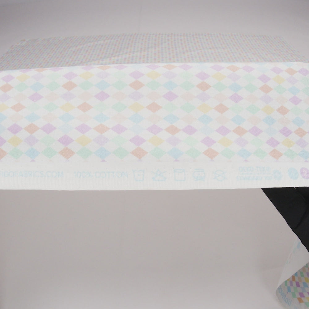Printed Quilting Cotton by Ghazal Razavi for FIGO Studio - Pastel Rainbow and White Diamonds - Dovetail Collection - Image 6 of 6