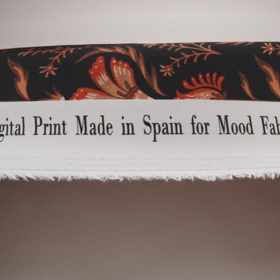 Rayon Challis - Black and Orange Floral - Watching the Fire Print - Mood Exclusive Rockland Collection - Image 6 of 7