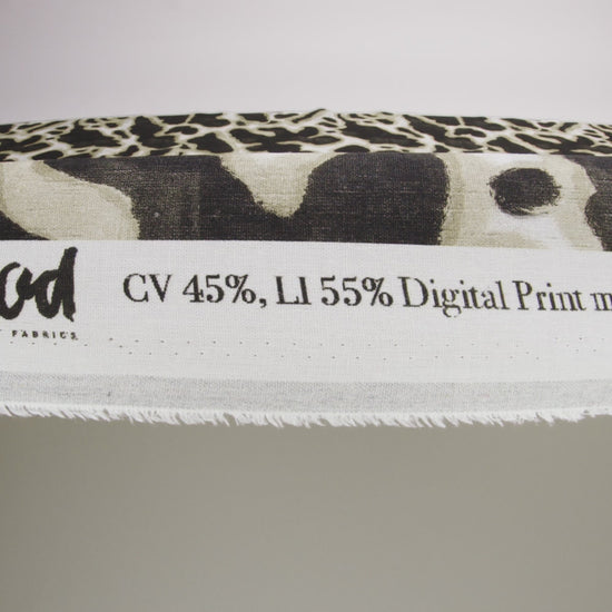 Linen and Rayon Woven - Black and Beige Abstract Spots - Fragments of Memory Print - Mood Exclusive Rockland Collection