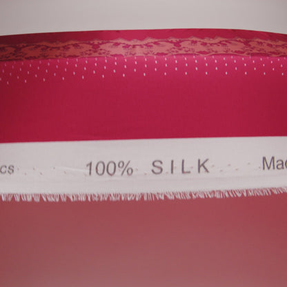 Silk Charmeuse Print 16MM, Made in Italy - Rose, Hot Pink and Dark Red Lockets and Lace