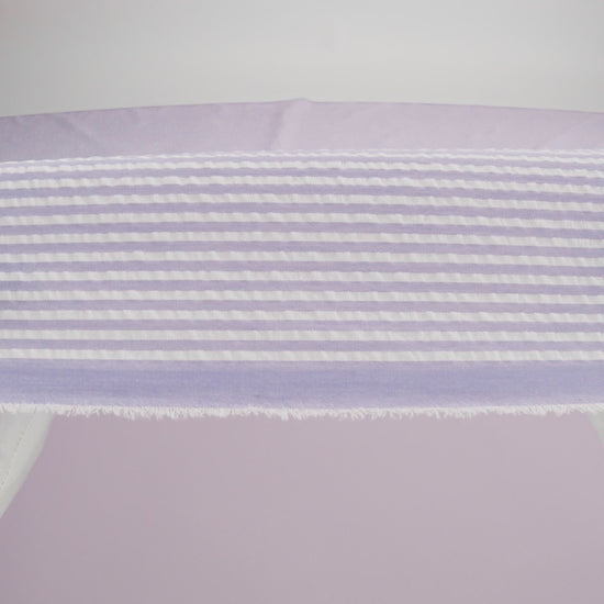 Polyester and Cotton Seersucker - Purple and White Candy Stripes - Wylie Collection