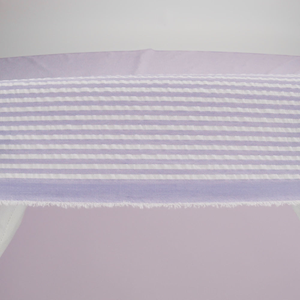 Polyester and Cotton Seersucker - Purple and White Candy Stripes - Wylie Collection