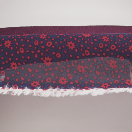 Viscose Georgette Print by The Reformation - Midnight Blue and Ruby Red Floral - Deadstock - Image 6 of 6