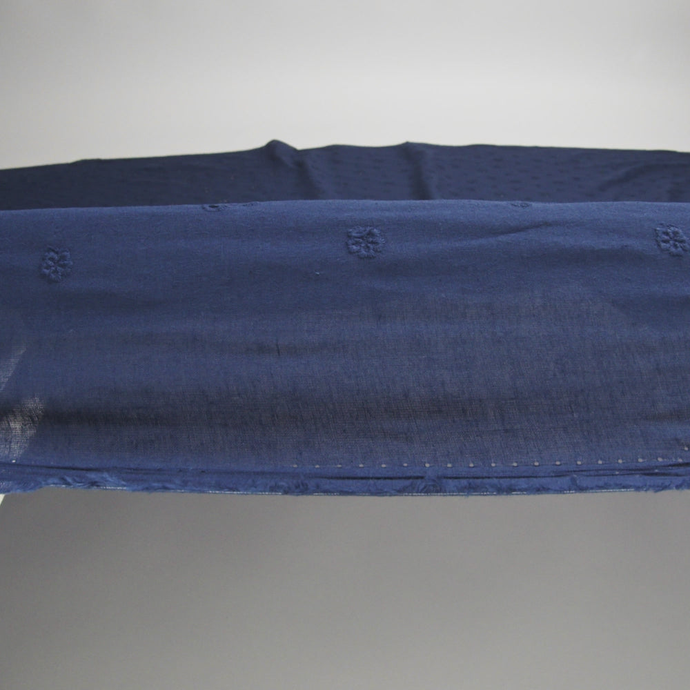 Embroidered Eyelet Cotton Voile - Medieval Blue Floating Flowers - Naomi Collection
