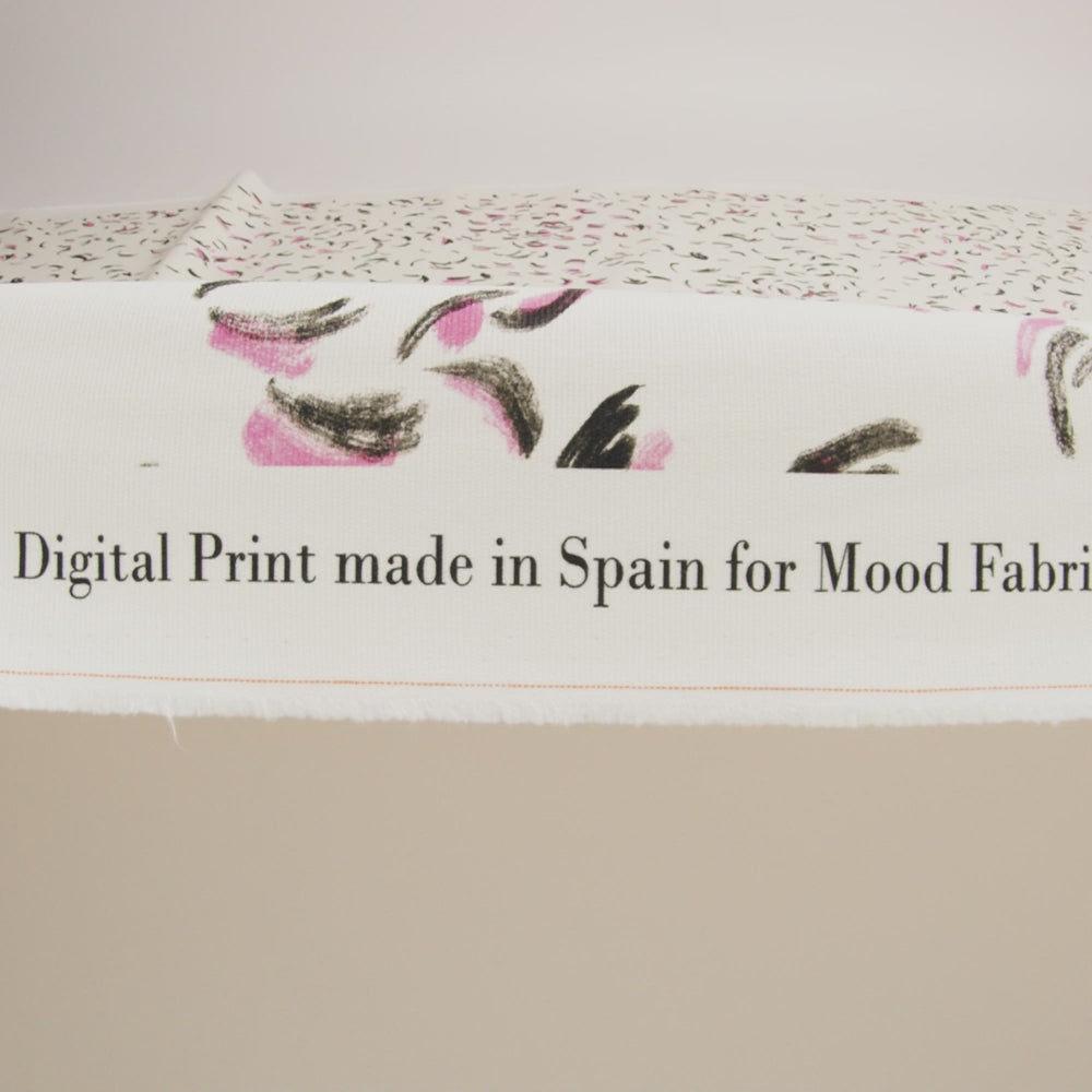 Stretch Cotton Canvas Print - White, Black and Pink Abstract Marks - Mood Exclusive Kindergarten Couture - Image 6 of 7