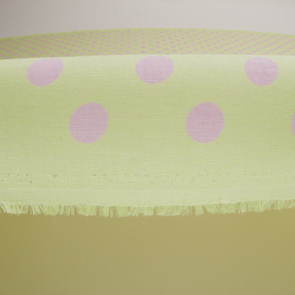 Lime and Pink Polka Dots Medium Weight Linen Woven