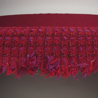 Wool Blend Tweed with Metallic Gold Accents - Red, Burgundy and Fuchsia Plaid