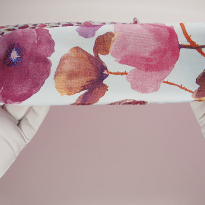 Pink, Purple and Sky Painterly Blooms Cotton Lawn