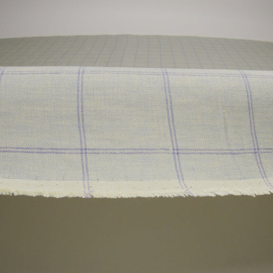 Medium Weight Linen Woven - Muted Blue and Light Purple Windowpane Checks