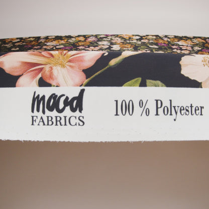 Polyester Satin - Mustard Yellow, Green and Black Floral - Mood Exclusive Garden Tangle Print