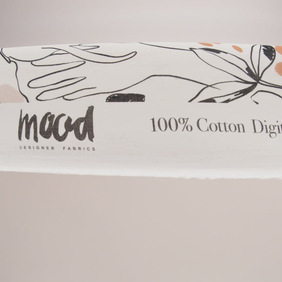 Cotton Voile - White Figure Lines - Contoured Personage Print - Mood Exclusive Serengeti Collection