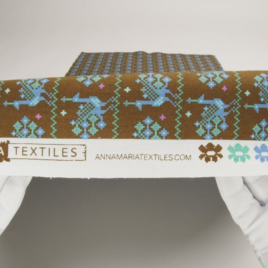 Printed Quilting Cotton by Anna Maria Textiles for Northcott - Bark Peacocks - Heiress Collection