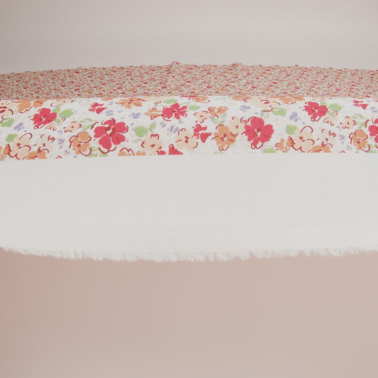 Cotton Voile - Cream and Peach Floral - Poppy Hypnosis Print - Mood Exclusive Secret Garden Collection