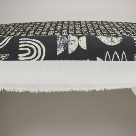 Linen and Rayon Woven - Black Rainbows and Geometrics - Cairn Caves Print - Mood Exclusive Palm Beach Collection - Image 6 of 7