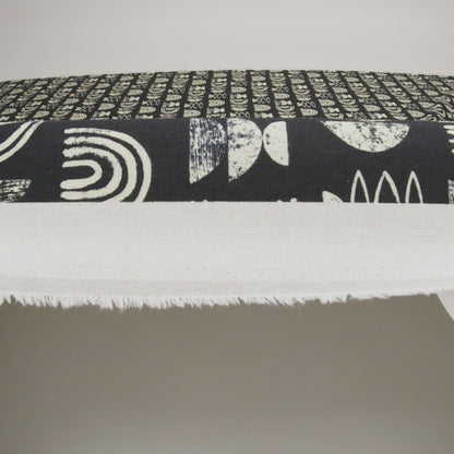 Linen and Rayon Woven - Black Rainbows and Geometrics - Cairn Caves Print - Mood Exclusive Palm Beach Collection