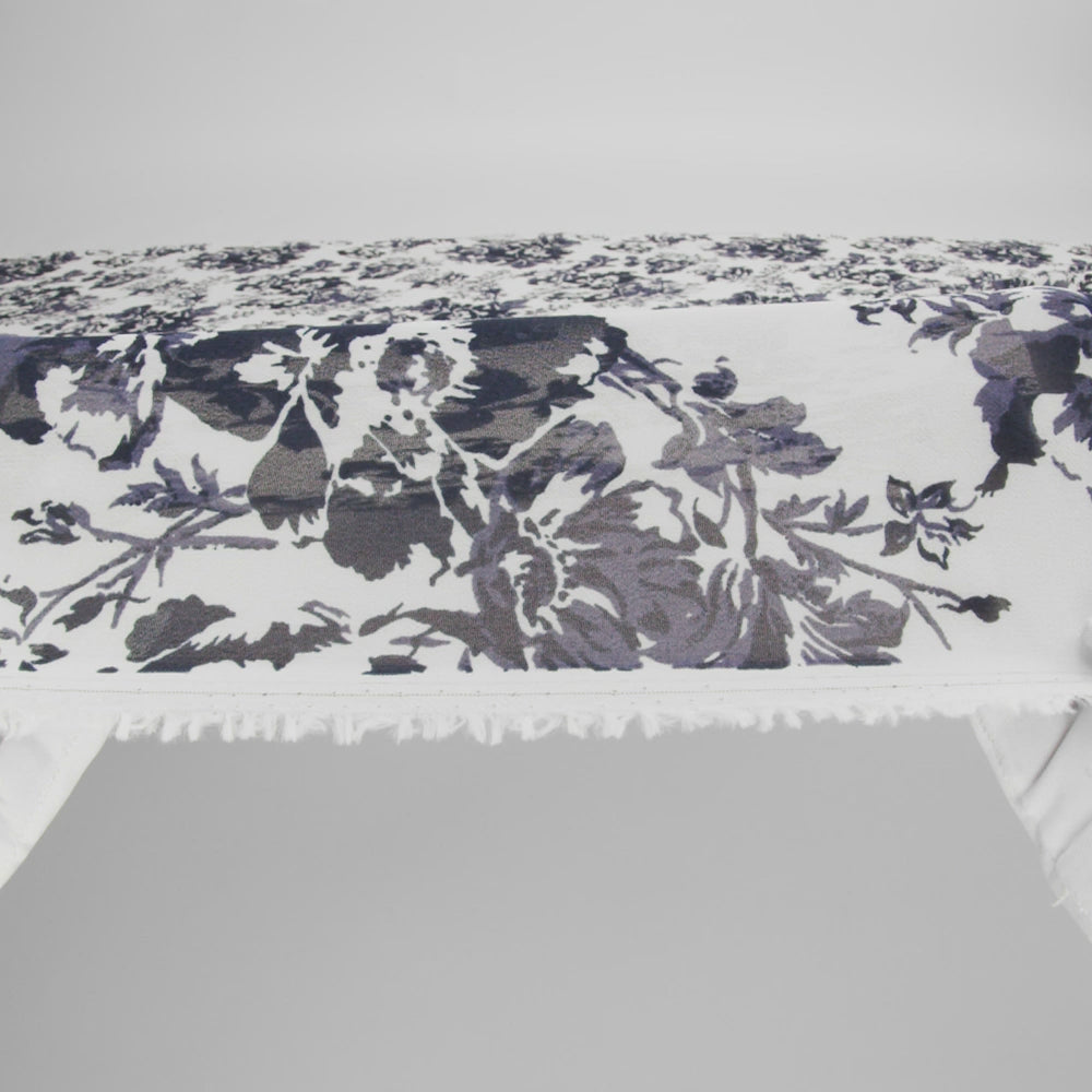 Viscose Georgette Print by The Reformation - Navy Blue and Off White Floral - Deadstock - Image 6 of 6