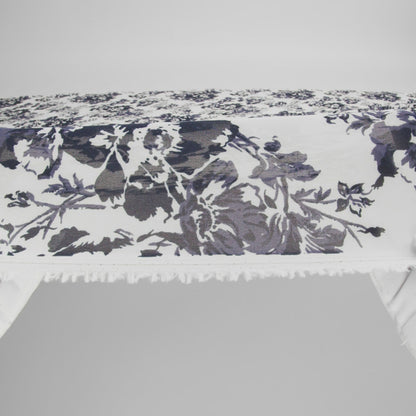 Viscose Georgette Print by The Reformation - Navy Blue and Off White Floral - Deadstock