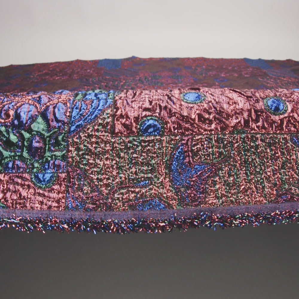 Metallic Rose Gold, Forest and Royal Blue Ornate Patchwork Luxury Brocade - Image 6 of 6