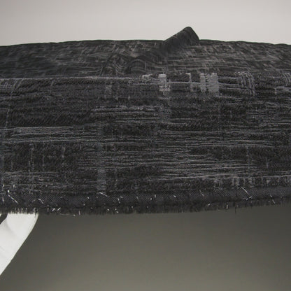 Metallic Black and Charcoal Crosshatching Luxury Brocade