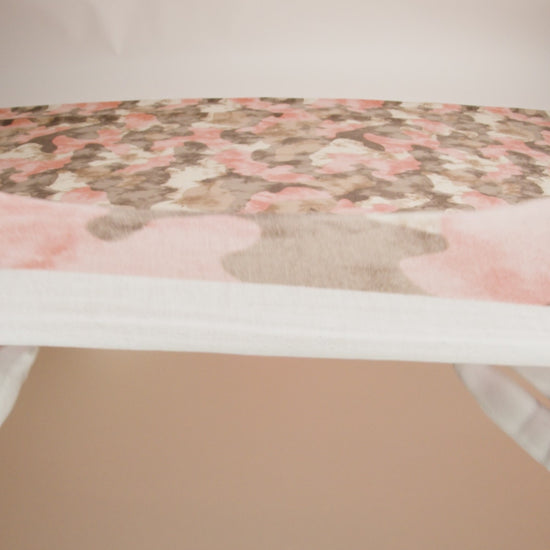 Coral, Beige and Brown Mottled Camouflage Rayon and Polyester Jersey