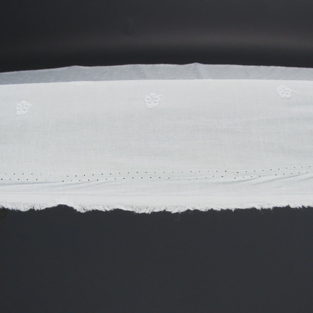 Embroidered Eyelet Cotton Voile - Pale Aqua Floating Flowers - Naomi Collection