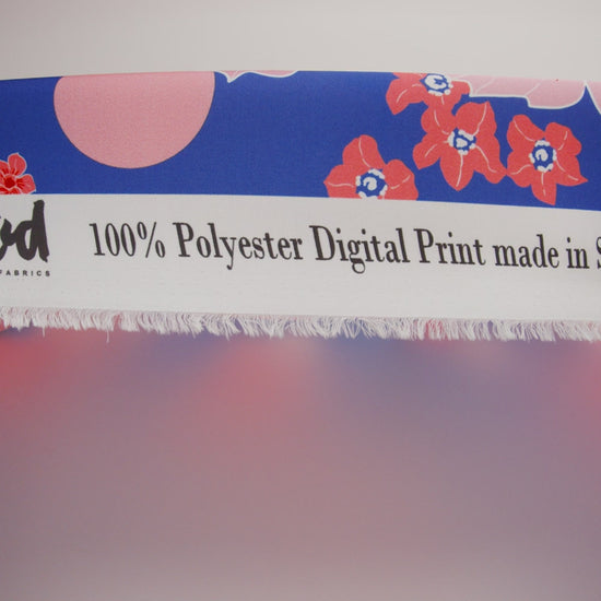 Recycled Polyester Twill - Blue and Pink Floral - Japanese Daydreams Print - Mood Exclusive Groove Collection