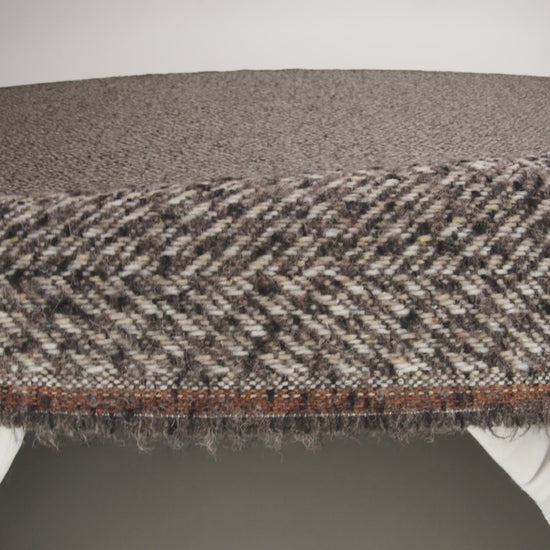Polyester and Wool Blend Tweed - Tan, Beige and Black Herringbone