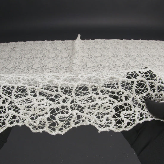 Guipure Lace with Glitter - White Meandering Lines - Image 6 of 7