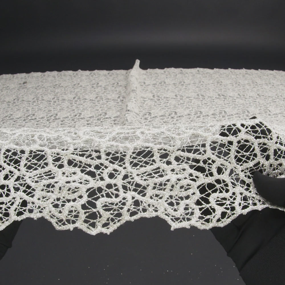 Guipure Lace with Glitter - White Meandering Lines - Image 6 of 7