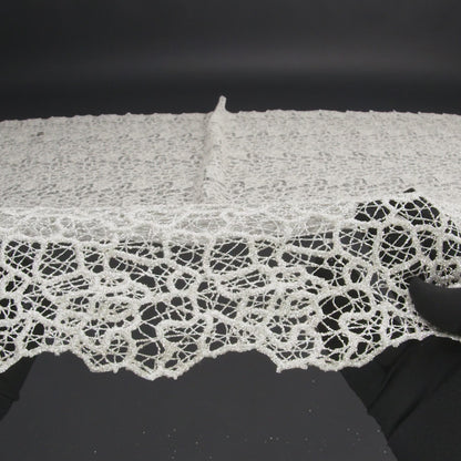 Guipure Lace with Glitter - White Meandering Lines