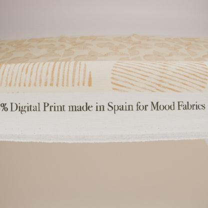 Linen and Rayon Woven - White and Orange Striped Circles - Island In The Sun Print - Mood Exclusive Palm Beach Collection