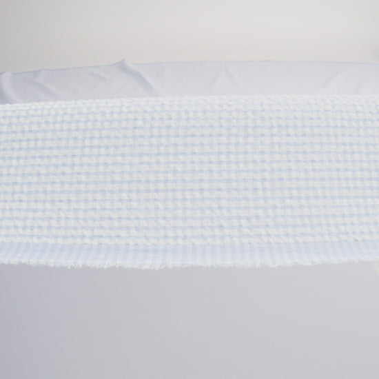 Polyester and Cotton Seersucker - Blue and White Checks - Wylie Collection