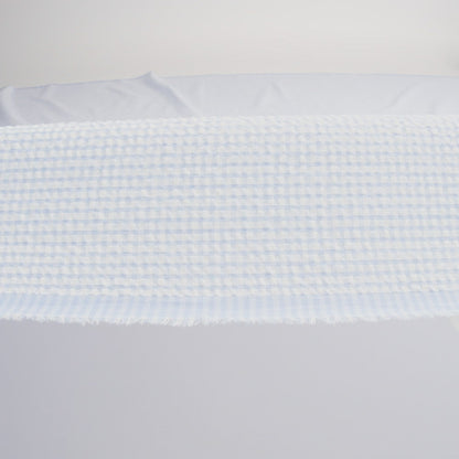 Polyester and Cotton Seersucker - Blue and White Checks - Wylie Collection