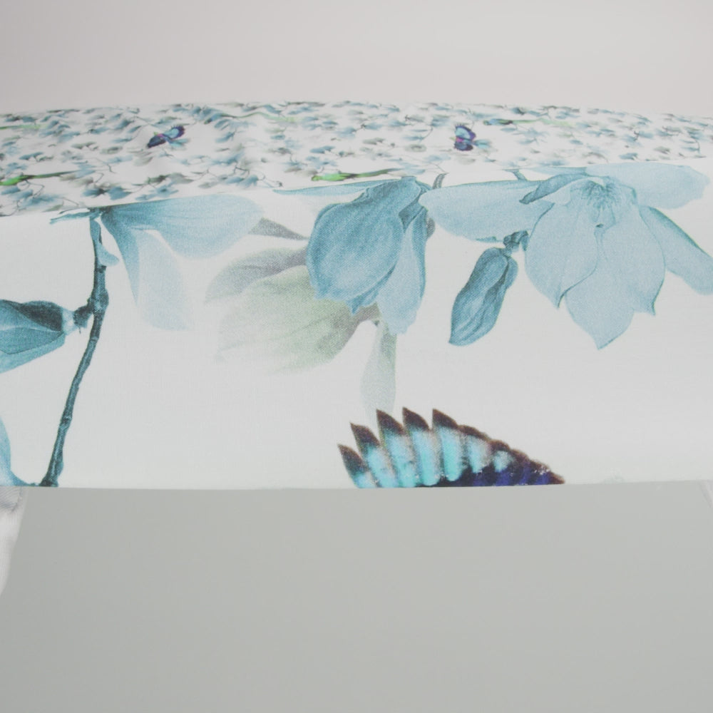 Organic Viscose Batiste - Blue and White Flowers and Birds