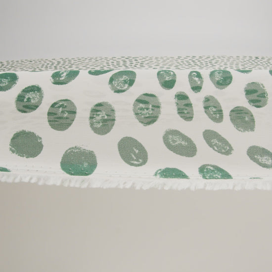 Viscose Georgette Print - Forest Green and Cream Hand-Drawn Spots - Designer Deadstock - Image 6 of 6