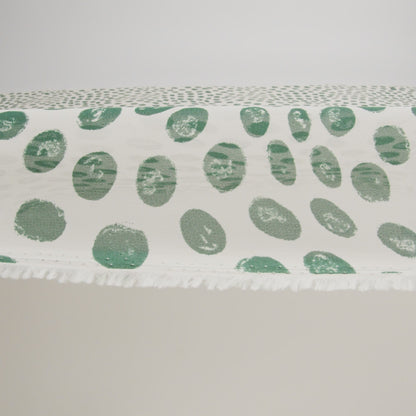 Viscose Georgette Print - Forest Green and Cream Hand-Drawn Spots - Designer Deadstock