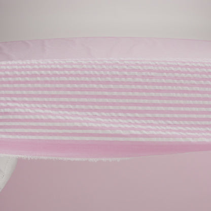 Polyester and Cotton Seersucker - Bubblegum Pink and White Candy Stripes - Wylie Collection