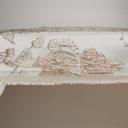 Metallic Gold, Pale Blue and Creamsicle Flowering Vines Luxury Brocade