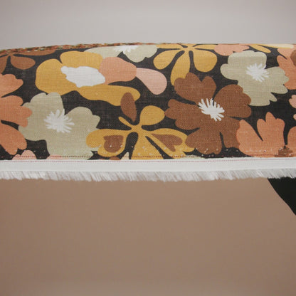 Medium Weight Linen Woven Print - Brown, Sage and Peach Floral