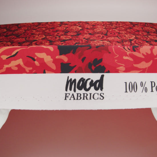 Polyester Satin - Scarlet Red, Burgundy and Black Roses - Mood Exclusive Midnight Muse Print
