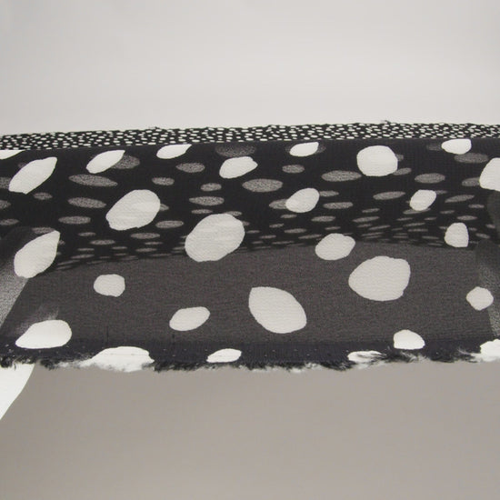 Viscose Georgette Print - Midnight Black and Soft White Uneven Speckled Spots - Designer Deadstock - Image 6 of 6