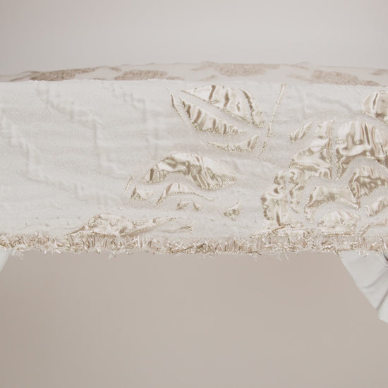 Metallic Bright Gold and Snow White Rosy Luxury Brocade - Image 5 of 5