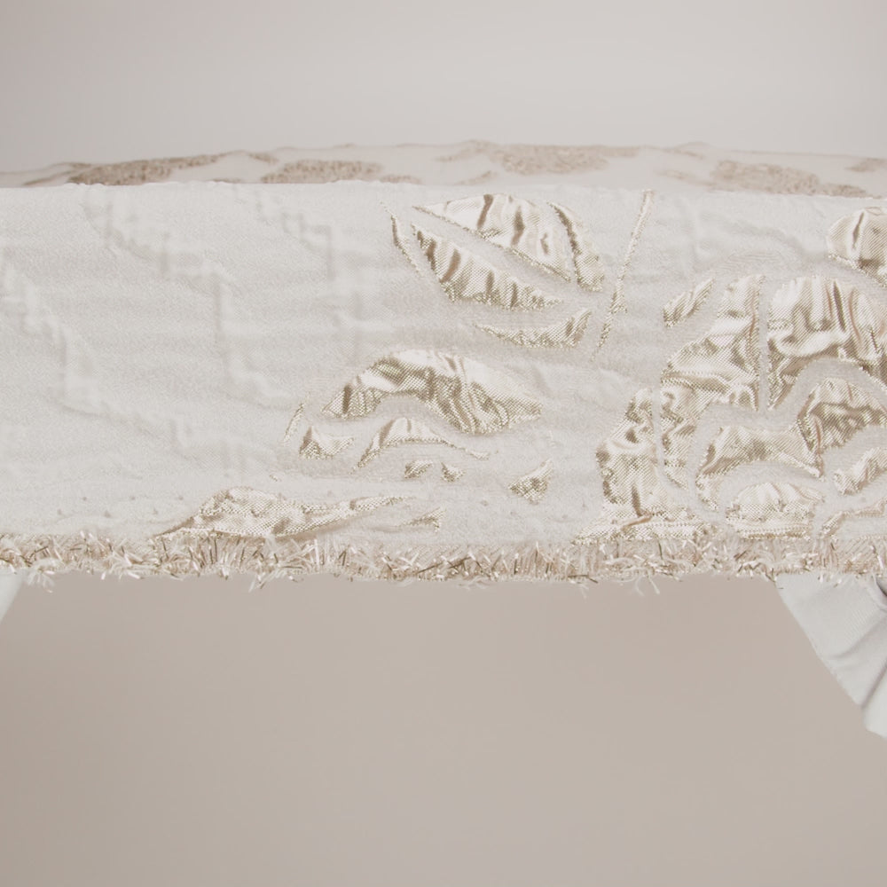 Metallic Bright Gold and Snow White Rosy Luxury Brocade - Image 5 of 5