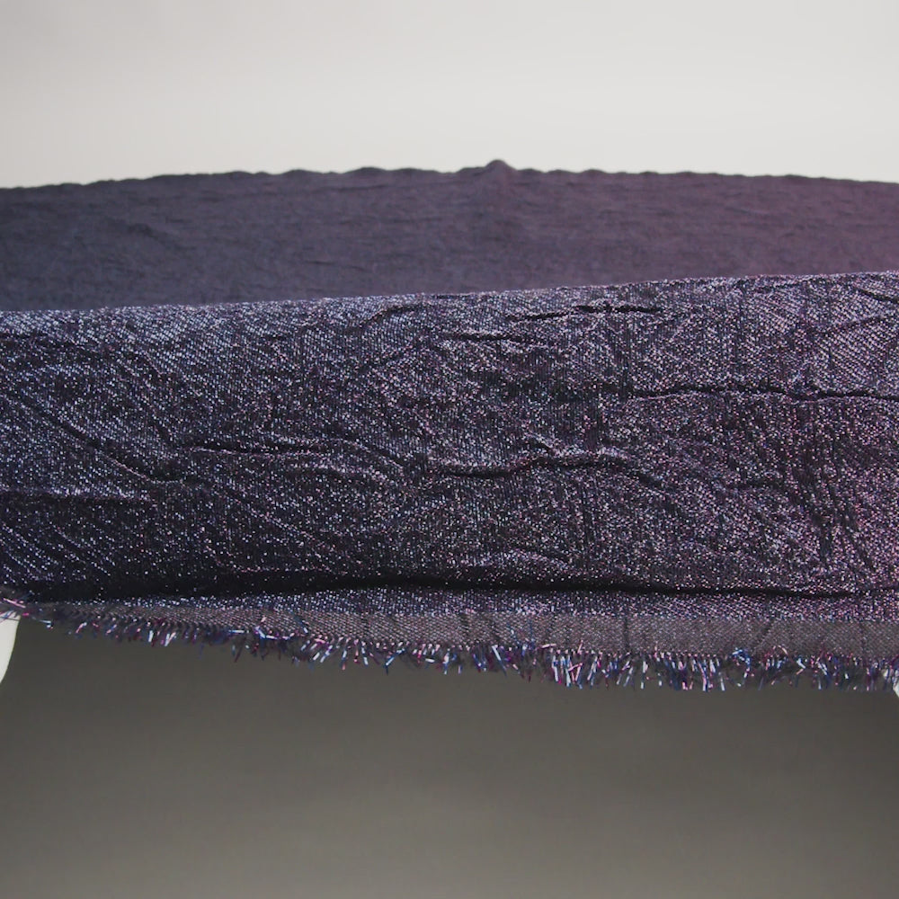 Astrolabe Metallic Navy and Purple Crinkled Luxury Brocade with Black Backing