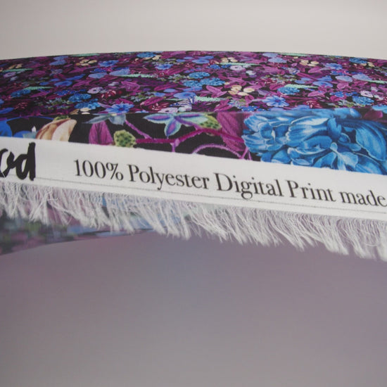 Polyester Twill Print - Black, Purple and Blue Floral - Mood Exclusive Midnight Gardens
