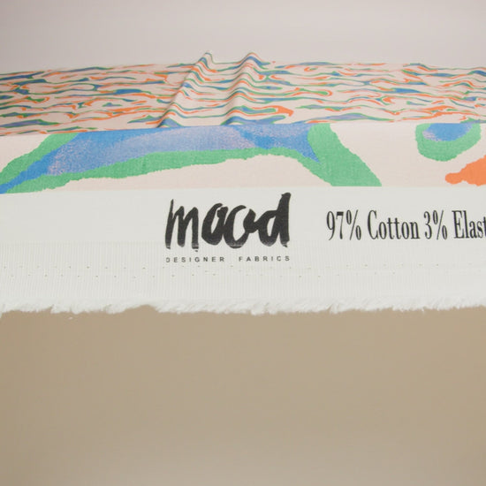 Stretch Cotton Sateen - Cream, Green and Orange Abstract - Gogh with the Flow Print - Mood Exclusive Marigold Collection - Image 6 of 7