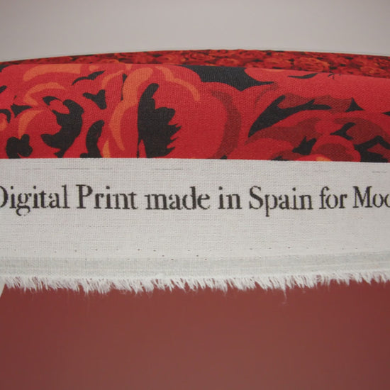 Linen and Rayon Woven - Scarlet Red, Burgundy and Black Roses - Mood Exclusive Midnight Muse Print