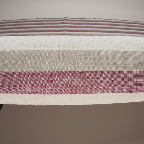 Heavyweight Linen Woven - Beige, Red and Blue Awning Stripes