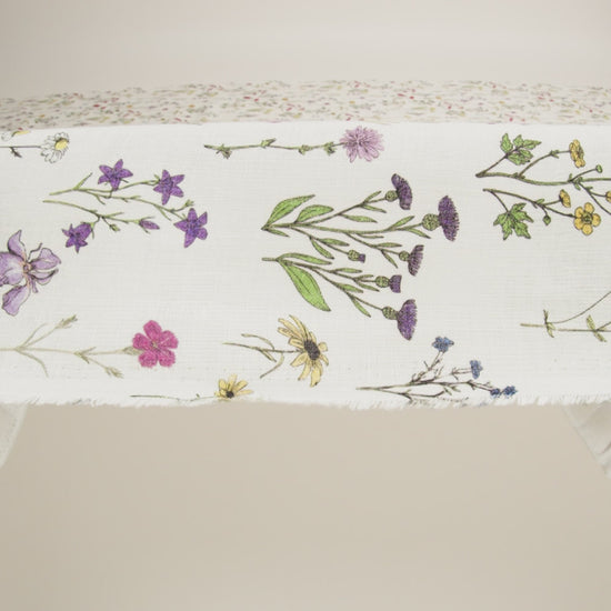 Multicolor Wildflower Doodles Medium Weight Linen Woven